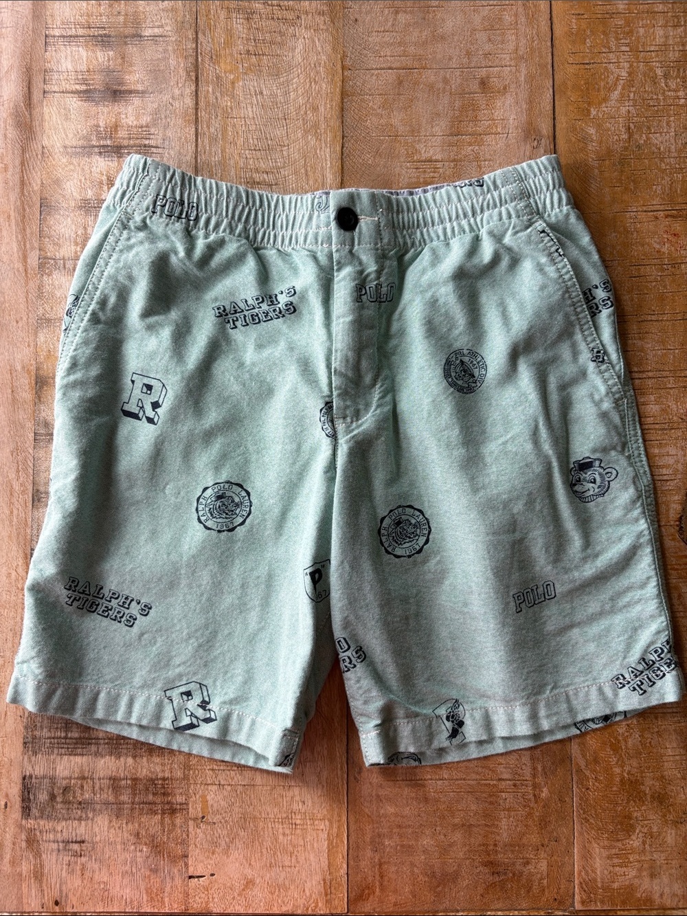 Ralph Lauren Mint Green Logo Print Shorts size 12